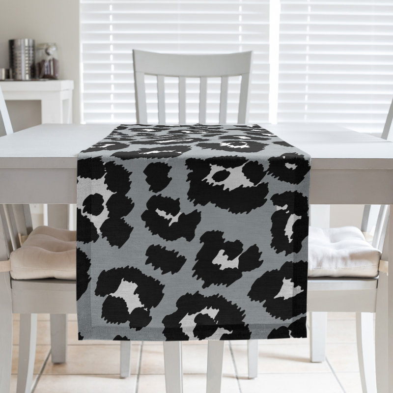 Chemin de table à imprimé animal, 72 po x 16 po, Argent argent