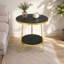 Table d'appoint et table de chevet moderne à deux niveaux ronde en faux marbre et veine dorée noire