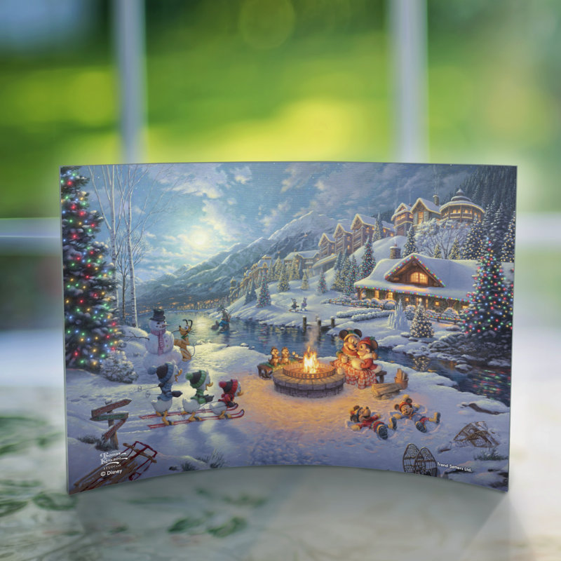 Imprimé acrylique incurvé Disney (Mickey et Minnie Christmas Lodge)
