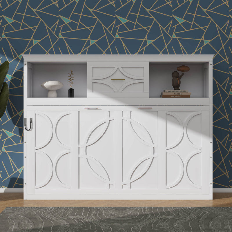 Lit escamotable simple avec station de charge, Blanc