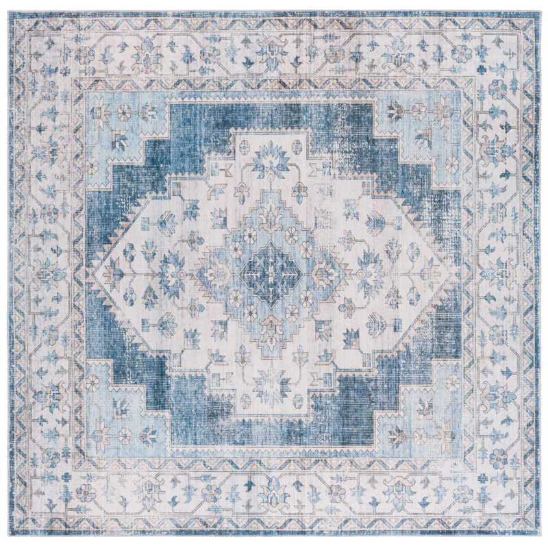 Maritess Machine Washable Southwestern Rug, Square 6'