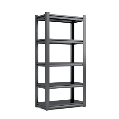 5 Tier Metal Shelves For Storage Garage Shelving 2000lbs Heavy Duty Storage Shelves Adjustable Garage Shelf Industrial Shelving Unit Storage Utility Rack,black