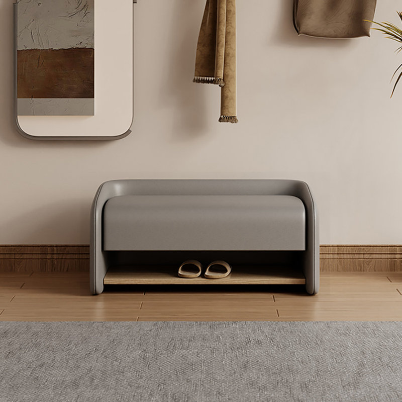31.5in Shoe Changing Stool Shoe Storage Stool, Gray