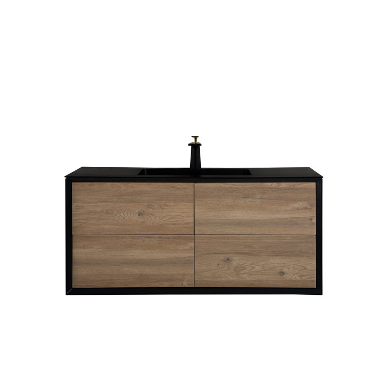 Quadeshia 48 po L x 21 po P 4 tiroirs Meuble-lavabo avec évier simple et Comptoir en Acrylique