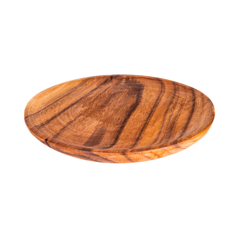 Assiette plate ronde en bois d'acacia
