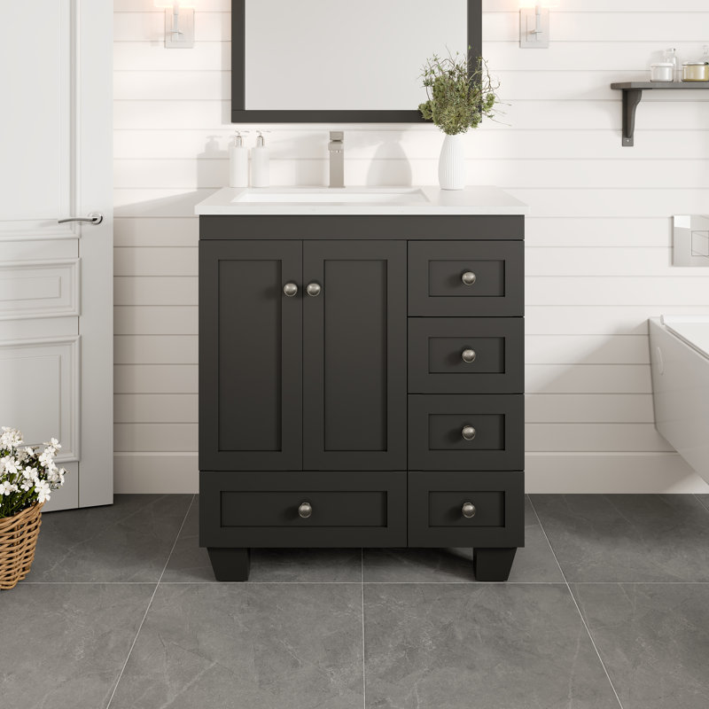 Brightling 30"W x 18"D Bathroom Vanity with Undermount Porcelain Sink, Espresso