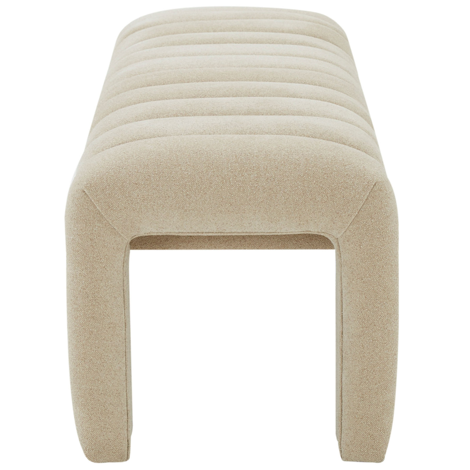 Gliese 63" Velvet Bedroom Bench, Tan Boucle