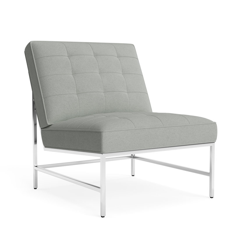 Major Chair, Performance Boucle - Mineral Green, Polished Stainless Steel