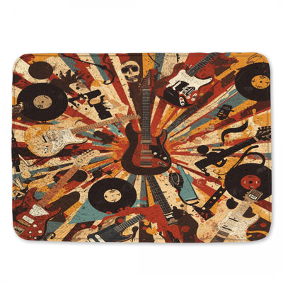 Electric Guitars Vinyl Records Bath Mat