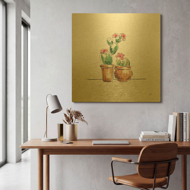 «Desert Bloom VII» par Daphne Brissonnet, art mural en métal doré, 36 po x 36 po, 36"x36"