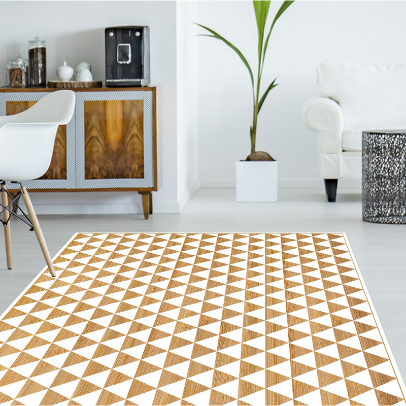 Amber Geometric Vinyl Indoor / Outdoor Area Rug, Runner 80 x 300 cm