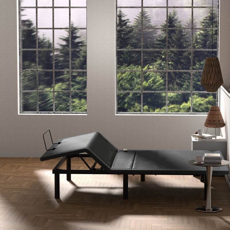 Base de lit réglable pour très grand lit Os4 en noir et gris, position réglable du pied de la tête, télécommande sans fil incluse, pliage central, cadre, assemblage facile, option zéro gravité grise avec et modifications,