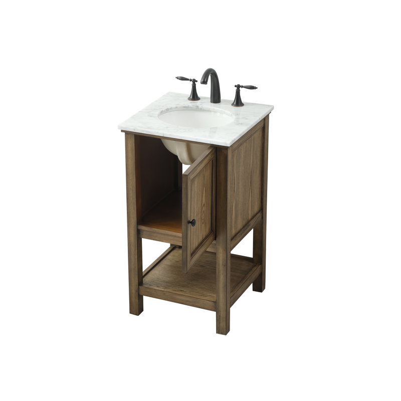 19'' Single Bathroom Vanity with Carrara Marble Top, Driftwood