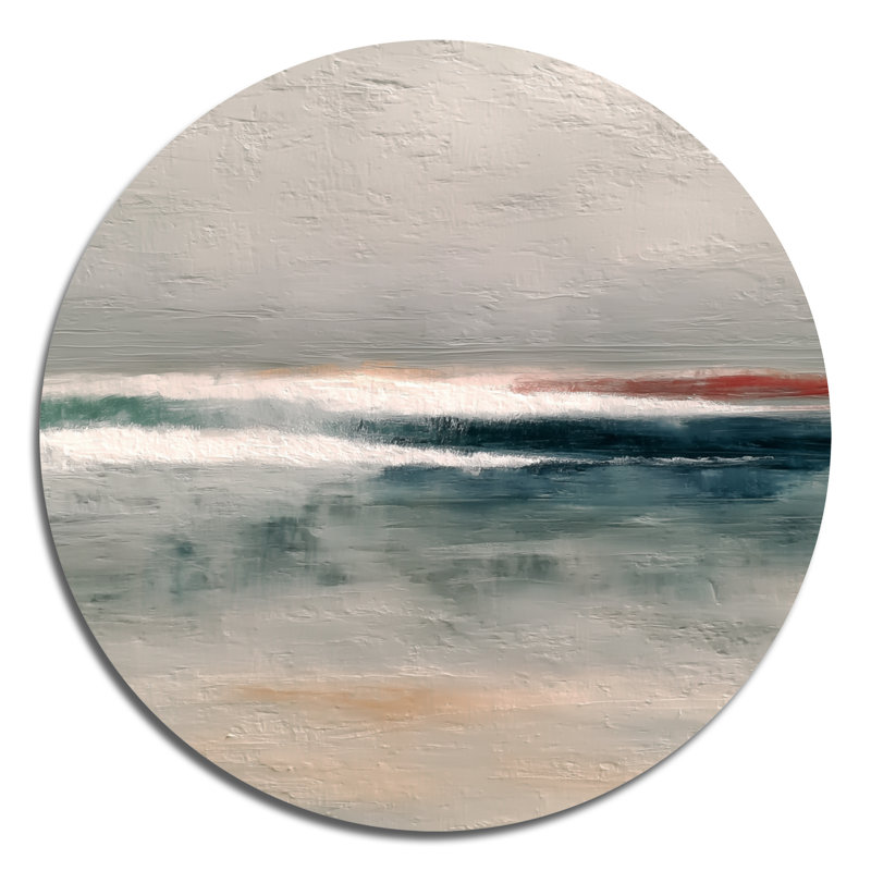 Irmfriede - art mural rond en métal bord de mer, L 36 po x H 36 po