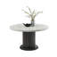 5-Piece Round Dining Table Set with 54" White Faux Marble Top, Grey Fluted Pedestal Base & 4 Grey Upholstered Barrel Chairs