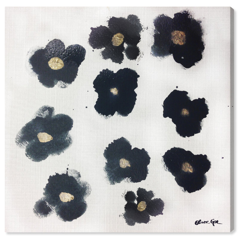 Coco's Gold Camellias - Graphic Art, 20" H x 20" W, Wrapped Canvas, No Mat