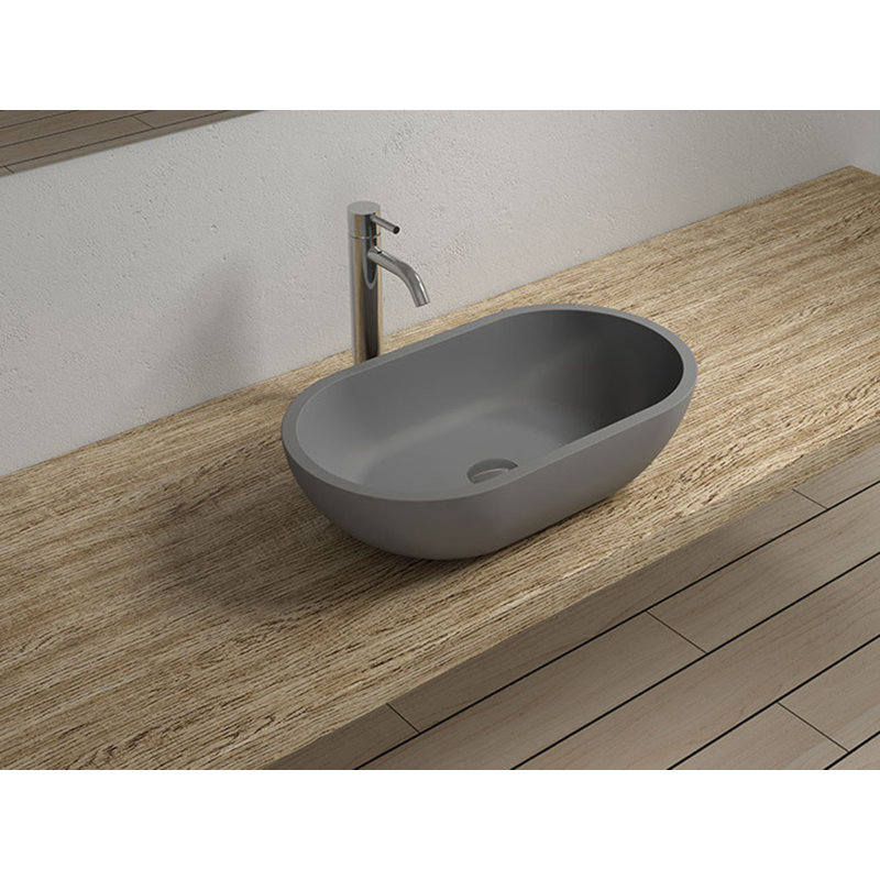 Lavabo de salle de bain vasque en résine 22 po x 12,5 po Badeloft gris mat WB-02-MGRY, Gris mat