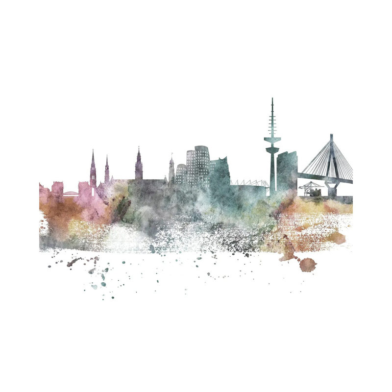 Dusseldorf Pastel Skyline by Wall Decor Addict - Wrapped Canvas Painting, 152.5 cm H x 101.5 cm W