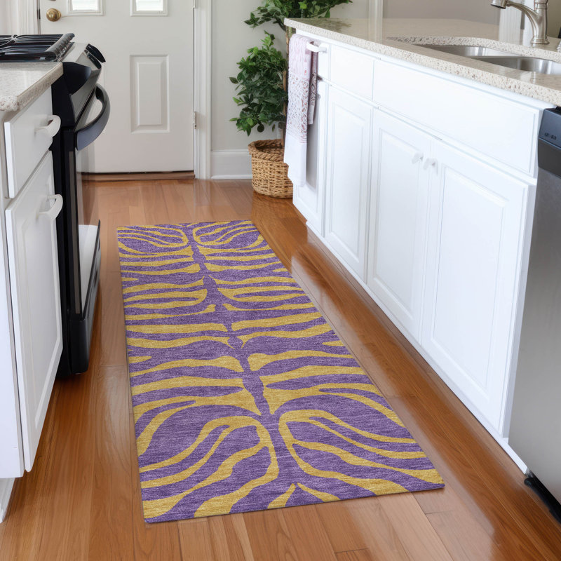 Premium Machine Washable Corum AMF1043 Animal Print Rug, Runner 2'3" x 7'6"