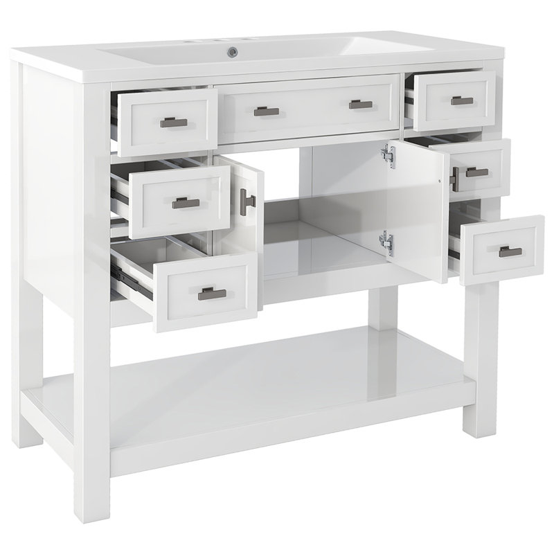 Meuble-lavabo simple 36,01 avec comptoir, Blanc