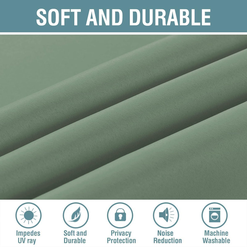 Blackout Curtains for Bedroom/Living Room 2 Panels Set - Thermal Insulated Room Darkening Grommet Top Curtains, Green Bay