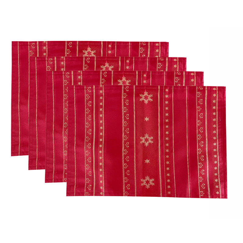 Red Metallic Snowflake Holiday Table Runner, 19" x 13"