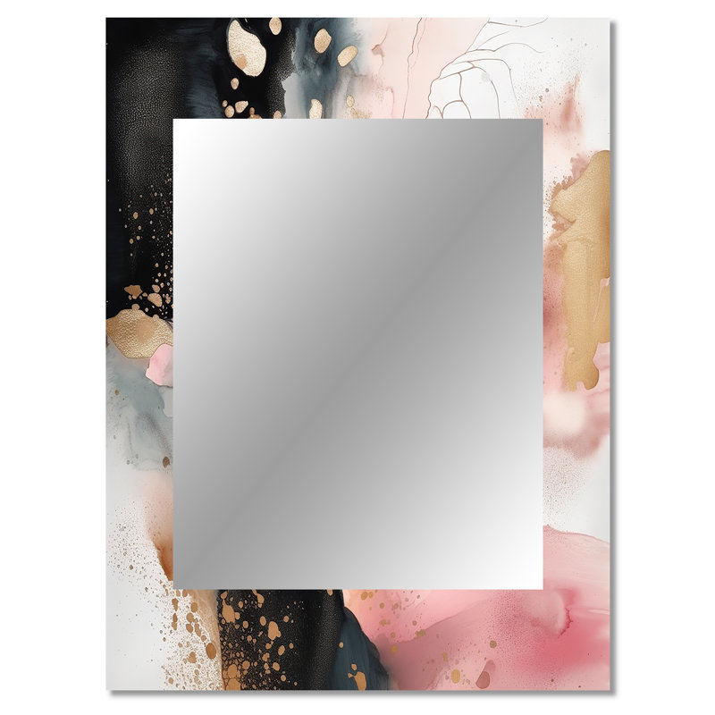 Pink Gold Marble Texture II - Marble Unique Wall Mirror Decor, Pink Large Mirror, Printed Metal Art, 40" x 30"
