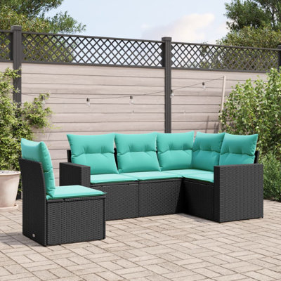 Ensemble de canapé modulaire d'extérieur en rotin PE 5 pièces
