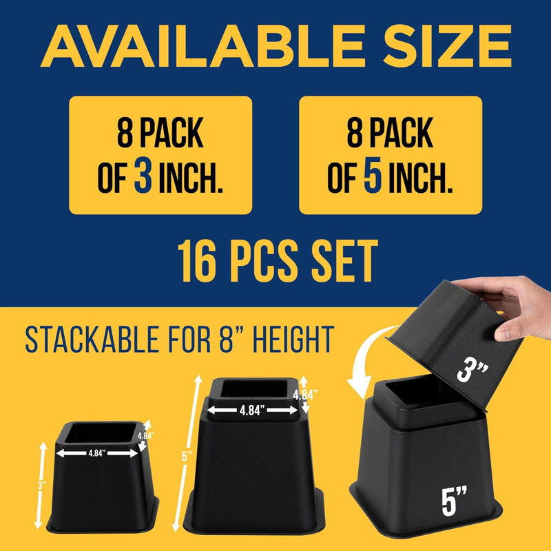 5.5'' Bed Risers, Black