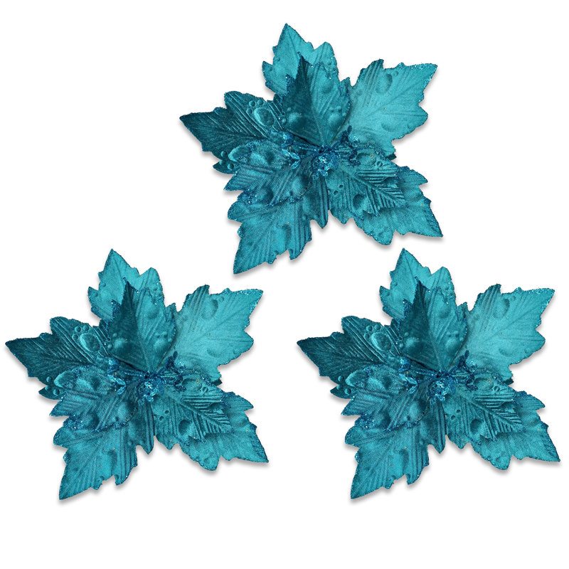 Piquet à poinsettia de 25 cm, Bleu sarcelle