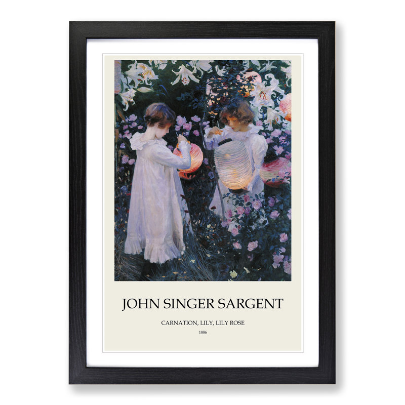Carnation, Lily, Lily, Rose by John Singer Sargent - Picture Frame Art Prints, Black, 36cm H x 27cm W x 2cm D