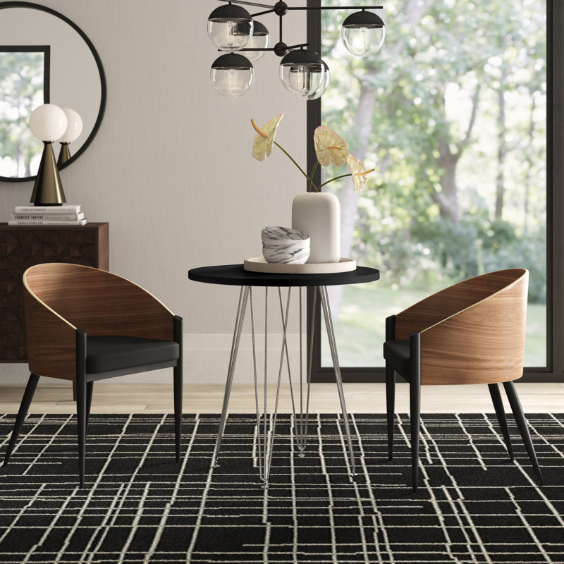 Round Metal Base Dining Table, Black