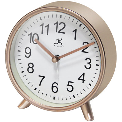 Table Clock Round Plastic Tabletop Clock with Alarm Function 5.75 Inches