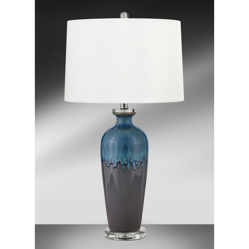31'' Blue/Grey Table Lamp Set USB