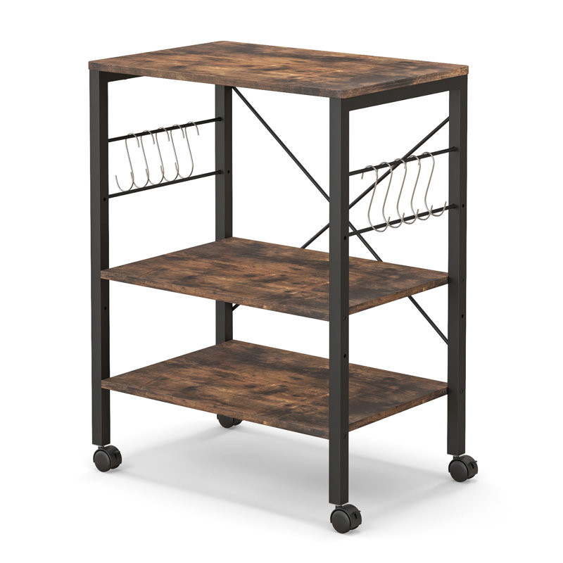 Étagère de boulanger standard 23,5 po compatible avec les micro-ondes, Brun rustique / noir