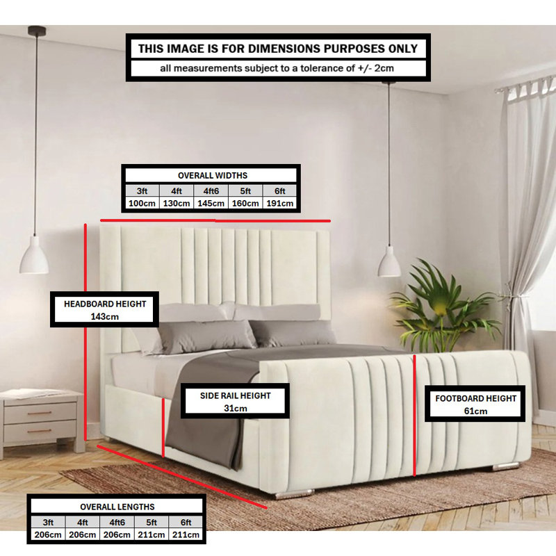 Ganador Upholstered Bed, Double (4'6), Charcoal