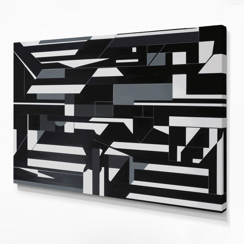 Hard Edge 61 Gray Canvas Wall Art, 20" H x 30" W