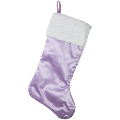 20" Glittered Snowflake Christmas Stocking with White Faux Fur Cuff