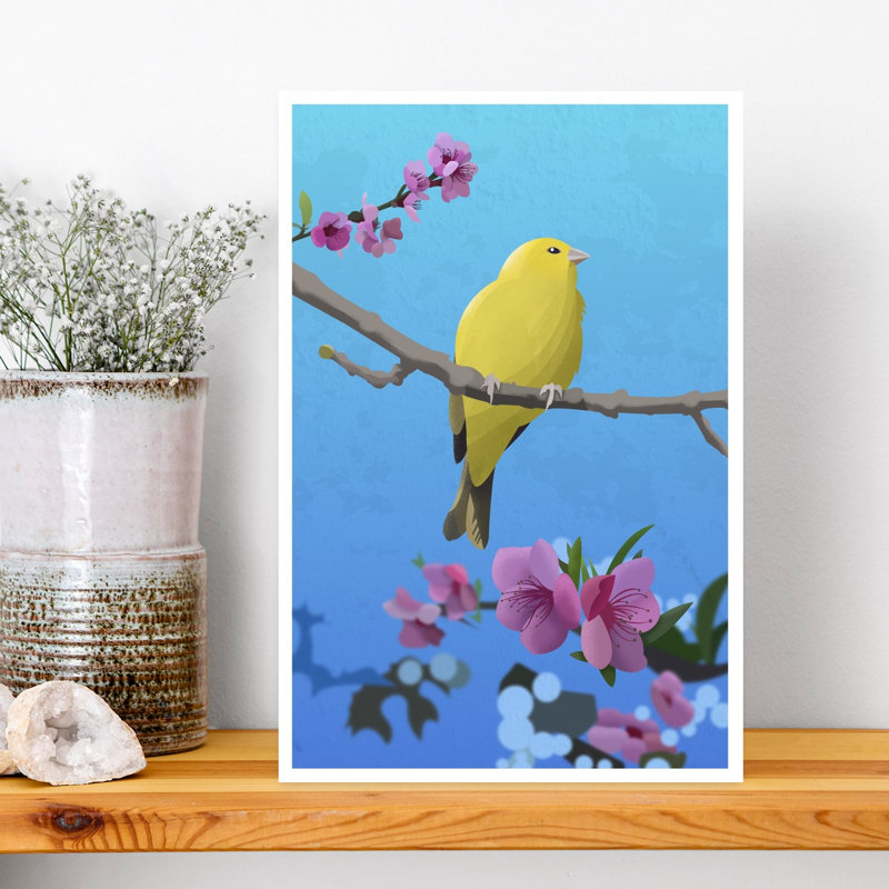 Yellow Bird Spring Bloom by Franco Caballero - Wrapped Canvas Print, 45.72 cm H x 30.48 cm W