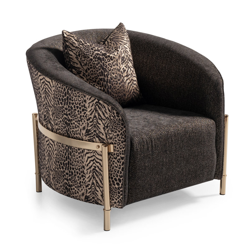 Lisbon 35.5'' Wide Chenille Barrel Chair, Onyx Chenille