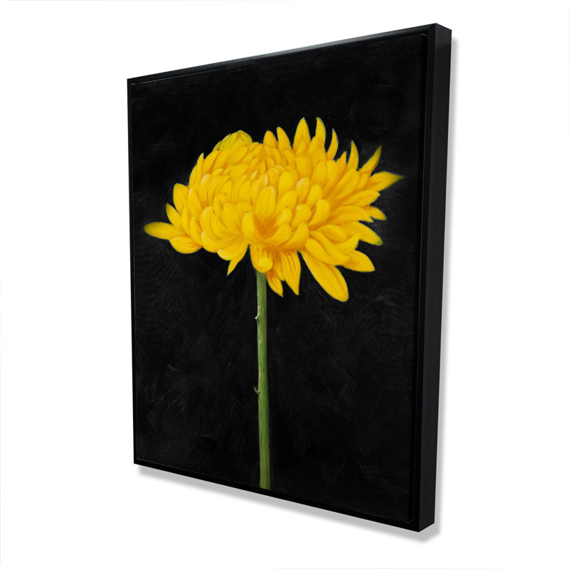 Chrysanthème - Art floral sur toile encadré pour la décoration du salon