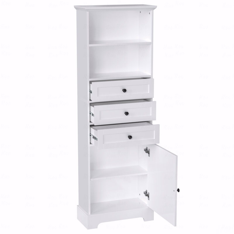 Versatile Tall Storage Cabinet with Multiple Compartments for Various Rooms, White, 68.3" H x 22" W x 10" D