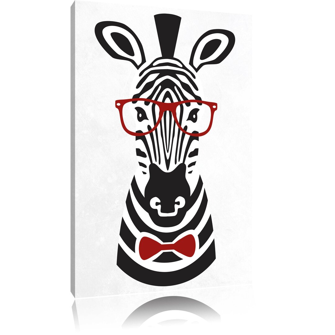 Leinwandbild Hipster Zebra in Schwarz/Weiß