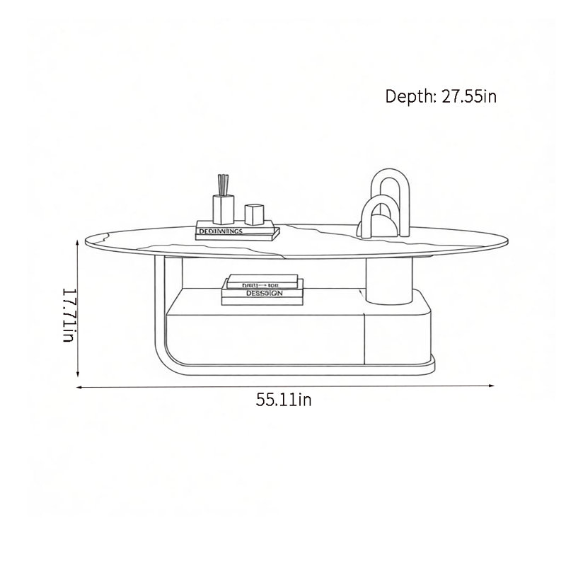 Table basse luxueuse et haut de gamme, Blanc, H 17,71 po x L 55,11 po x l 27,55 po