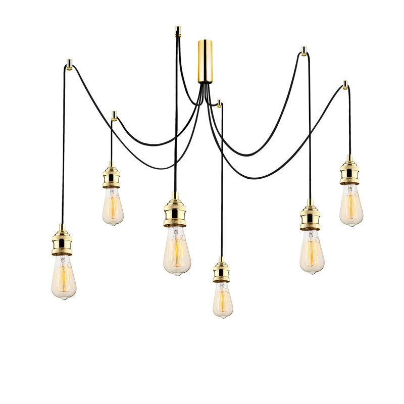Lustre glamour en métal, hauteur réglable, 49,6 po de diamètre, 40,2 po de hauteur | 6 x douilles E27 (40 W maximum) | Finition dorée élégante, design inspiré de la nostalgie | Parfait pour la salle à manger et les espaces de vie, classe IP20