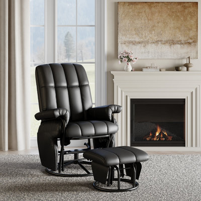 360°Swivel Glider Rocking Recliner Chair With Ottoman