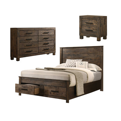 Ensemble de chambre à coucher 3 pièces avec commode Genovera