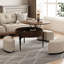 Table basse 31,5 "à grain de bois surélevé avec tablette de rangement et 3 tabourets, pieds en bois massif-718964826