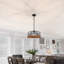 Lustre de ferme 16 po + abat-jour cage en fil de fer, accents en osier brun + finition noire-814274399