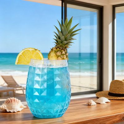 Ensemble de 12 verres à cocktail en forme d'ananas, 12 tasses / 360 ml en plastique transparent pour les fêtes de mariage